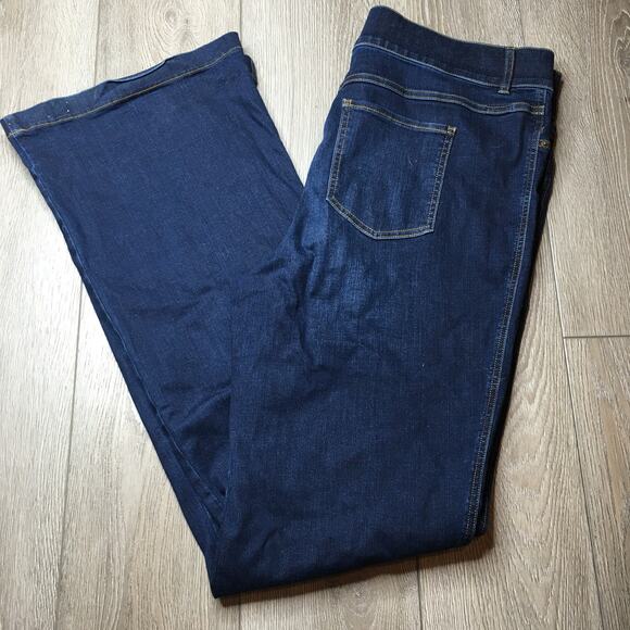 Spanx Womens Flared High Rise Denim Jean Dark Wash Stretch Waist Pull On 2X - Picture 2 of 12